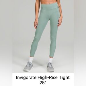 Lululemon, Turquoise (misty glade) invigorate leggings with pockets, size 2